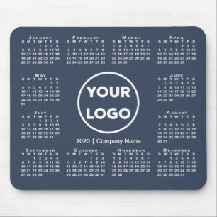 Einfaches 2020-Calendar-Business-Logo auf Navy Blu Mousepad