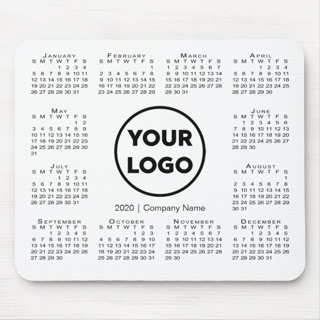 Einfaches 2020-Calendar-Firmenlogo Mousepad (Vorne)