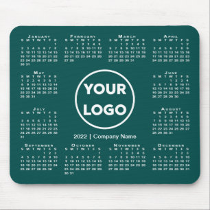 Einfaches 2022-Calendar-Business-Logo auf blau-gr Mousepad