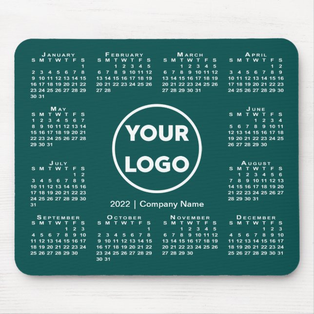 Einfaches 2022-Calendar-Business-Logo auf blau-grü Mousepad (Vorne)