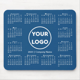 Einfaches 2023-Calendar-Business-Logo auf blau Mousepad