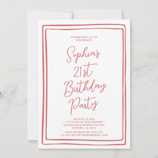 Einfaches 21. Geburtstag Handgeschrieben Schrift R Einladung