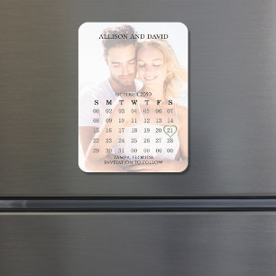 Einfaches 5-Row-Hochzeitkalender-Foto Save the Dat Magnet
