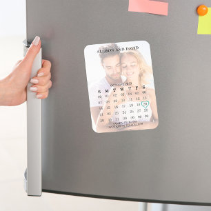 Einfaches 5-Row-Kalender-Foto Save the Date Hochze Magnet