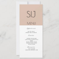 Einfaches Abendessen mit dem Hochzeitlogo Tan-Menü