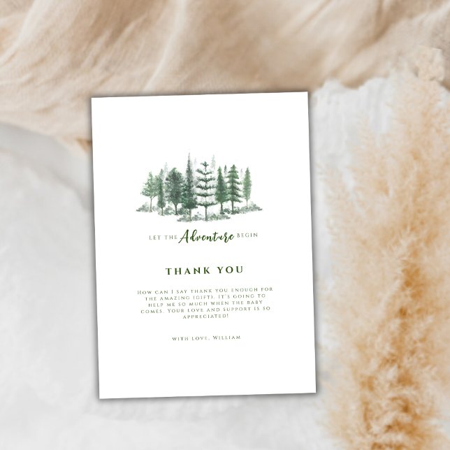 Einfaches Abenteuer Beginnen Rustikaler Wald Kinde Dankeskarte (Simple Adventure Begin Rustic Forest Baby Shower Thank You Card)