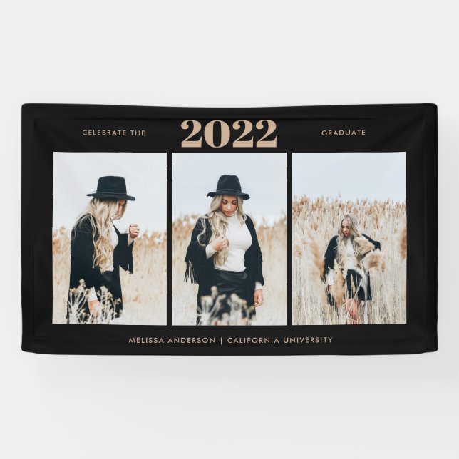 Einfaches Abschluss 3 Foto Banner (Horizontal)