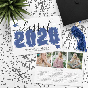 Einfaches Abschlussfoto Blau Abitur Ankündigung