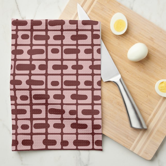 Einfaches Abstraktes Burgundy-Pink-Muster Geschirrtuch (Viertel Falte)