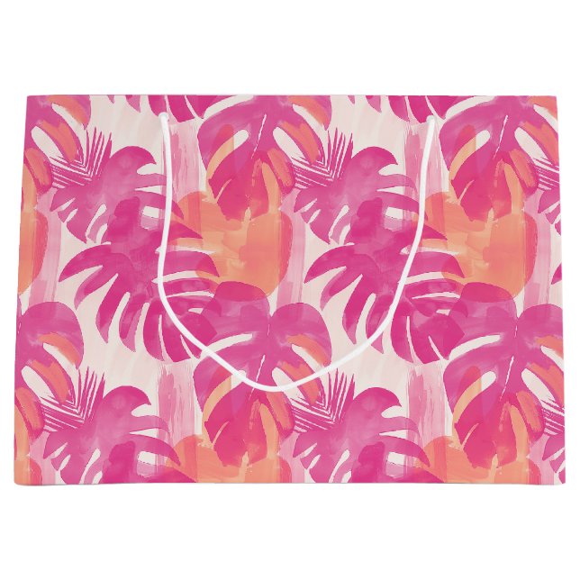 Einfaches abstraktes Muster mit Blätter von Monste Große Geschenktüte (Vorderseite)