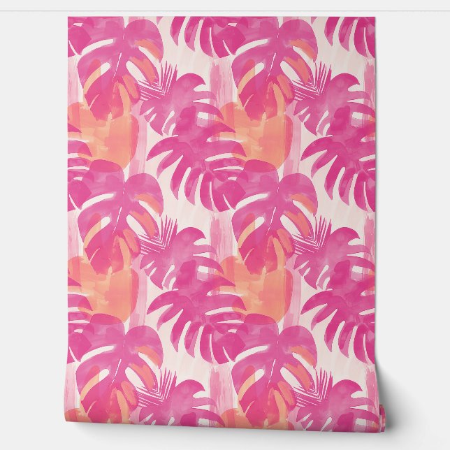 Einfaches abstraktes Muster mit Blätter von Monste Tapete (Abrollen)