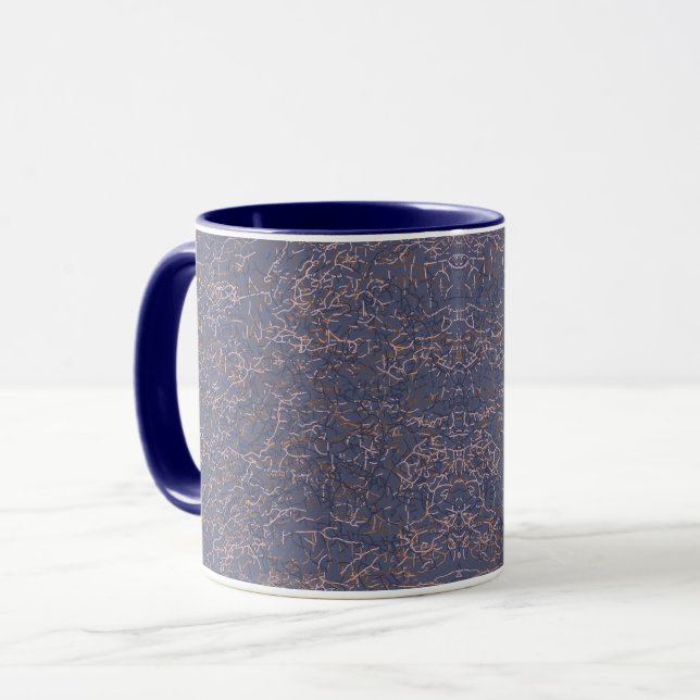 Einfaches Abstraktes Thread Art Blue Muster Tasse (Vorderseite Links)