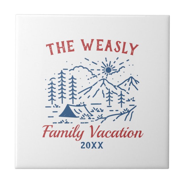 Einfaches Adventure Camping Family Road Trip Throw Fliese (Vorderseite)