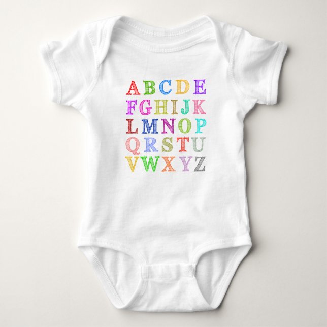 Einfaches Alphabet Baby Strampler (Vorderseite)
