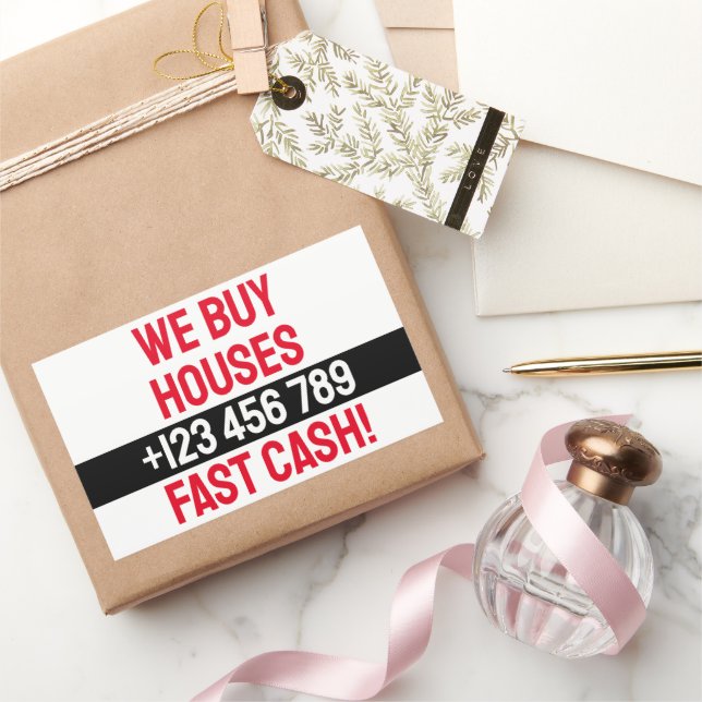 Einfaches Anleger-Geschäft mit Real-Anwesen Wir ka Rechteckiger Aufkleber (Schenken)