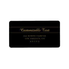 Einfaches anpassbares Gold- und Schwarz-Textdesign Adressaufkleber