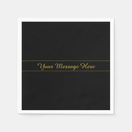 Einfaches anpassbares Gold- und Schwarz-Textdesign Serviette
