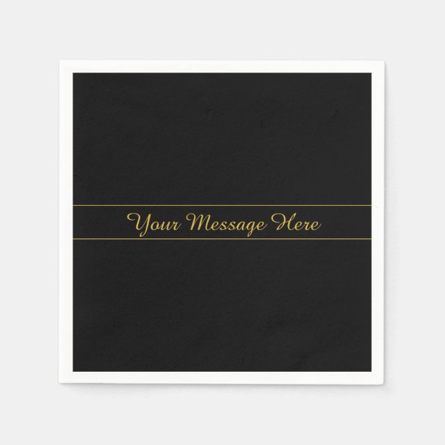 Einfaches anpassbares Gold- und Schwarz-Textdesign Serviette (Vorderseite)