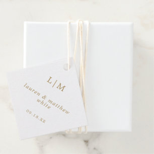 Einfaches Antikes Gold Monogramm Elegante Hochzeit Geschenkanhänger