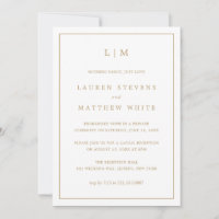 Einfaches Antikes Gold Monogramm Hochzeitsempfang