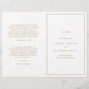 Einfaches antikes goldenes Monogramm-Hochzeitsprog