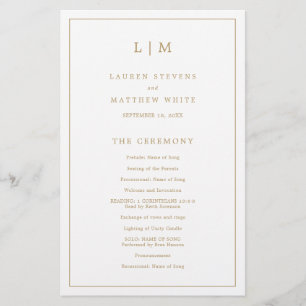 Einfaches antikes goldenes Monogramm-Hochzeitsprog