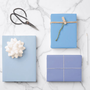 Einfaches Aqua Kohle Decken Blau Schattierungen 3  Geschenkpapier Set