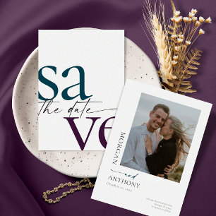 Einfaches Aquamarines Foto von Eggplant Save the D Date