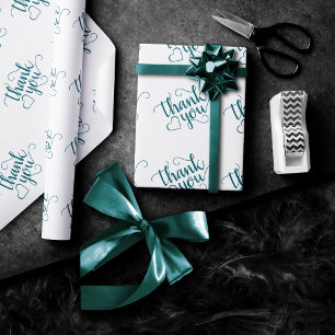 Einfaches Aquamarines Skript   Dark Midnight Green Geschenkpapier