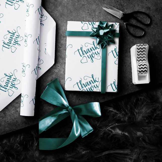 Einfaches Aquamarines Skript | Dark Midnight Green Geschenkpapier (Von Creator hochgeladen)