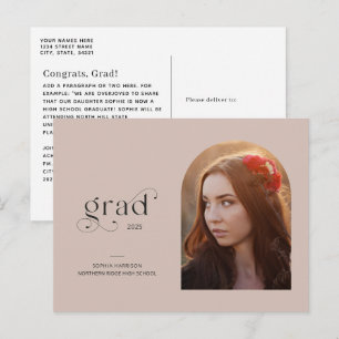 Einfaches Arch-Foto verblasst Blush Abschluss Postkarte