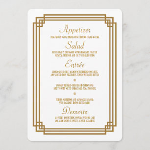 Einfaches Art Deco White Wedding Menü Menükarte