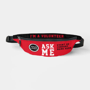 Einfaches Ask Me Rot-Weiß-Volunteer-Event-Logo-Typ Bauchtasche