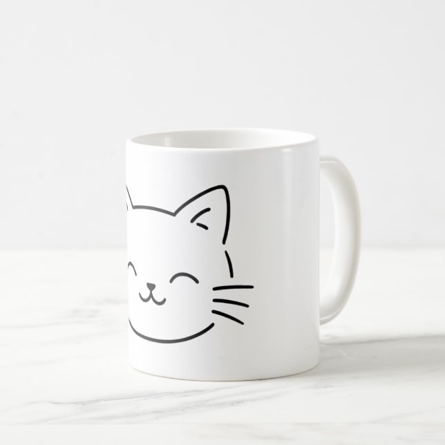 Einfaches ästhetisches Kitty-Design Kaffeetasse (VorderseiteRechts)