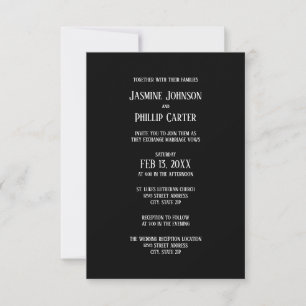 Einfaches B&W-Design - 3x5 Hochzeit/Empfang einlad Einladung