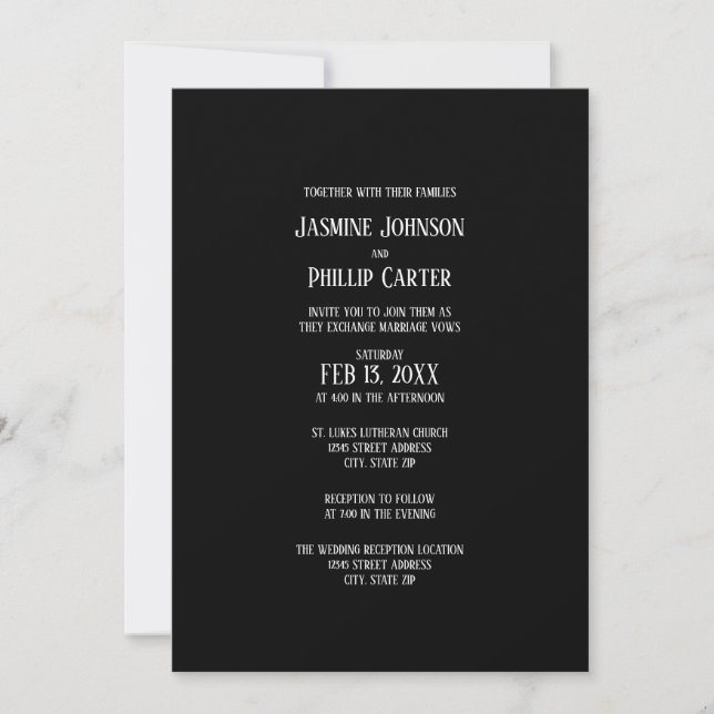 Einfaches B&W-Design - Einladung zur Hochzeit/Empf (Vorderseite)