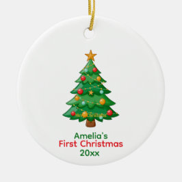 Einfaches Baby-Erstes-Christmas-mit-Christbaumschm Keramik Ornament