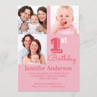 Einfaches Baby-Foto Geburtstag Einladung