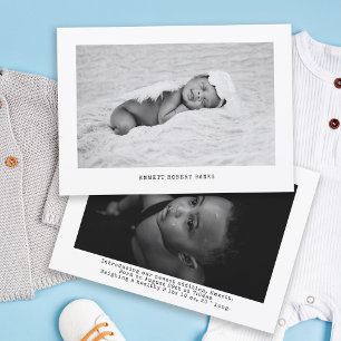 Einfaches Baby Foto Schwarz und Weiß Ankündigung