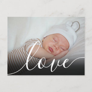 Einfaches Baby-Foto-Script-Geburtsankündigung Postkarte