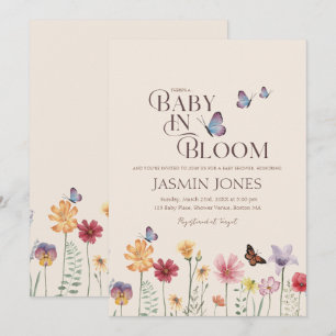 Einfaches Baby in Bloom Wildblume Kinderdusche Einladung