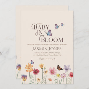 Einfaches Baby in Bloom Wildblume Kinderdusche Einladung