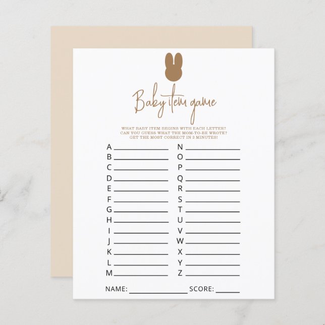 Einfaches Baby Item Game. Baby Shower Game (Vorne/Hinten)