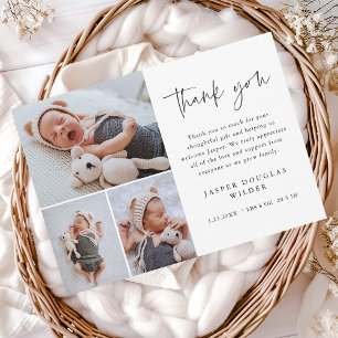 Einfaches Baby mit 3 Fotos Dankeskarte