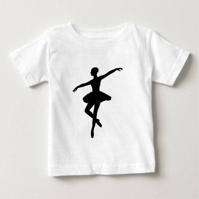 Einfaches Ballett Schwarz-weiß Ballerina Baby T-shirt (Vorderseite)