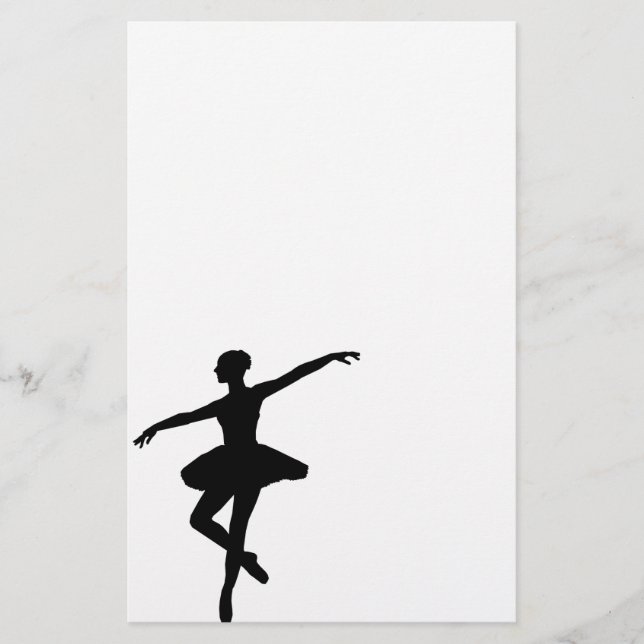 Einfaches Ballett Schwarz-weiß Ballerina Briefpapier (Vorderseite)