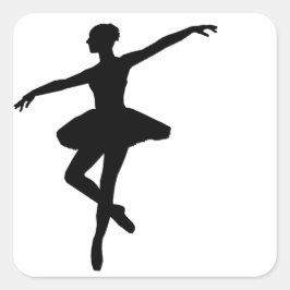 Einfaches Ballett Schwarz-weiß Ballerina Quadratischer Aufkleber