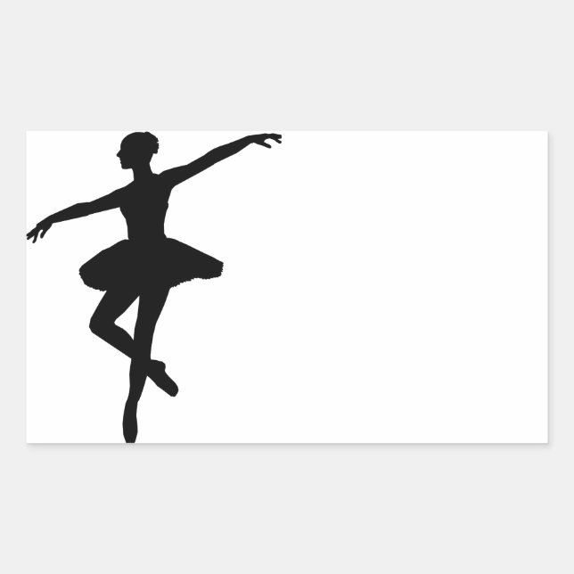 Einfaches Ballett Schwarz-weiß Ballerina Rechteckiger Aufkleber (Vorderseite)