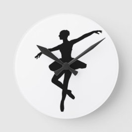 Einfaches Ballett Schwarz-weiß Ballerina Runde Wanduhr