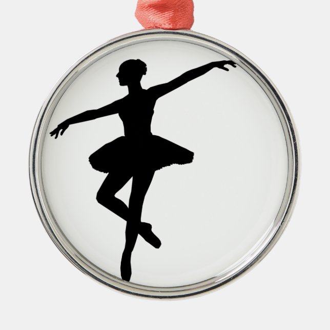Einfaches Ballett Schwarz-weiß Ballerina Silbernes Ornament (Vorne)